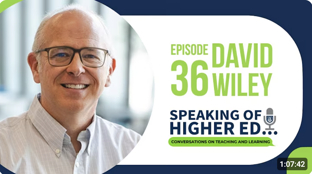 Still from Speaking of Higher Ed Podcast